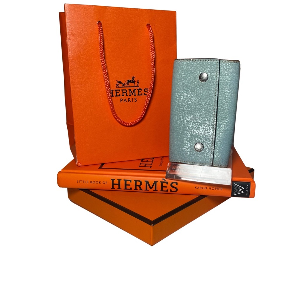 Hermes 4 Piece Bundle- Teal Key Holder, Book, Shopping Bag, Box